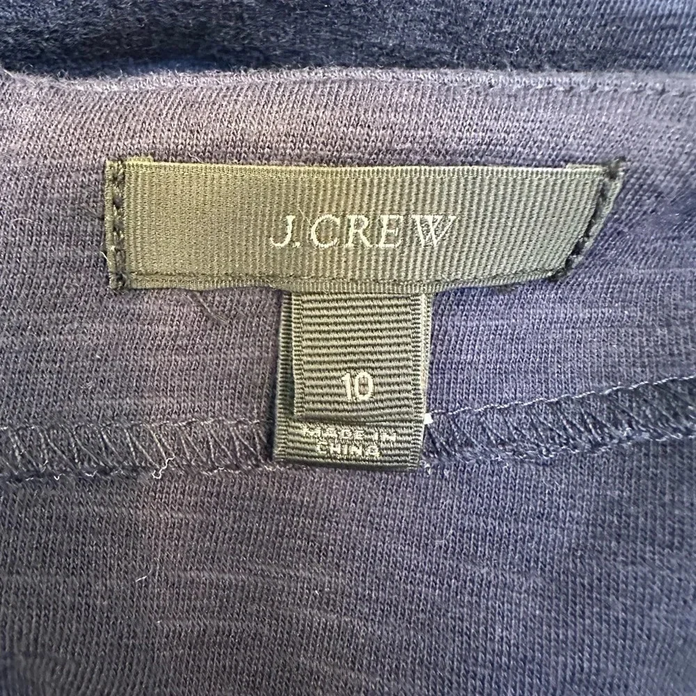 J. Crew | Navy Blue Ivory Texture Striped Cotton Shift Dress Women’s Size 10